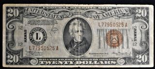 1934 A $20 Federal Reserve Note Bank Of San Francisco Hawaii Issue