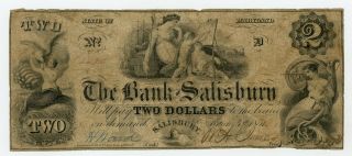 1851 $2 The Bank Of Salisbury,  Maryland Note