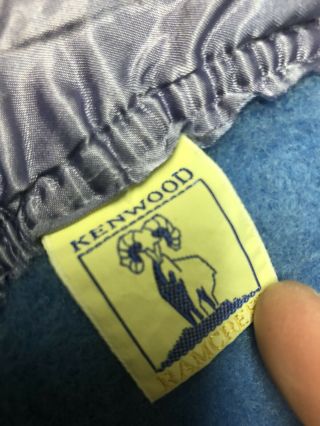 Vintage Kenwood Ramcrest Satin Trim Wool Blanket Throw Blue Purple Trim 65 X 52 2