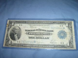 Series 1918 National Currency $1 Dollar Federal Reserve Bank Of Philadelphia