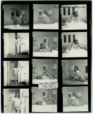 1950s Bunny Yeager Contact Sheet Photo 12 Frames Sexy Warrene Gray Boudoir Shoot