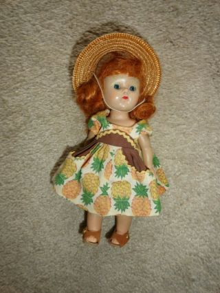Vintage Vogue Ginny Doll in Pineapple Outfit with Hat Red Head 2