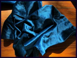 Exquisite Heavenly Soft Antique Edwardian Silk Velvet Fabric Frag Rich Teal Blue
