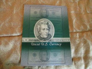 Uncut Star Note $20 Twenty Dollars 1996 Federal Reserve Currency Paper Money