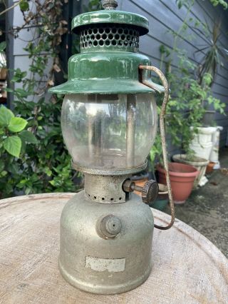 Vintage Coleman Single Mantle Gas Lantern Model 242b Green & Nickel