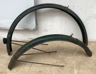 Vintage Green 26” Wheel Bsa Bicycle Mudguards Retro Bike Part 3835