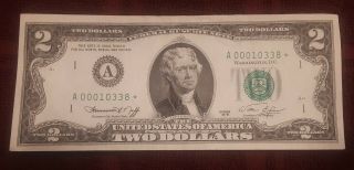 1976 $2 Dollar Bill Star Note Very Low Number Boston A00010338 Rare Vcn