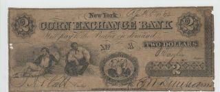 1862 York Corn Exchange Bank Obsolete $2 Dollar Bill