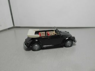 Wiking Made In Germany Vw Volkswagen Cabrio Kafer Beetle Black Vintage Car 1/43
