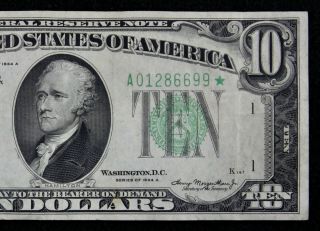 $10 1934a Star Federal Reserve Note A01286699 Series A,  Ten Dollar,  Boston A1