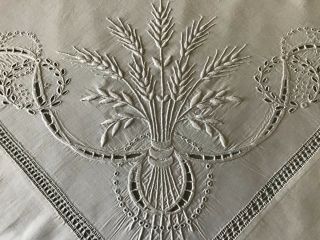 Gorgeous Antique Irish Linen Tablecloth Whitework/cutwork/lace/drawn Thread Shea