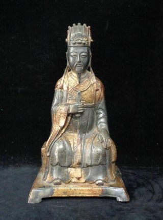 Fine Old Chinese " Zhangjuzheng " Gilt Officer Bronze Man Statue " Wanli " Mark
