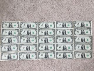 1963 - B $1.  00 Federal Reserve Notes Joseph W.  Barr (25) Consecutive Uncirculated