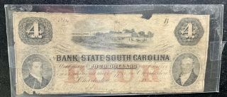 Confederate Money Bank Of South Carolina $4