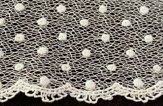Antique Hand Embroidered Net Lace With White Dots Ww535