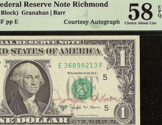 1963b $1 Dollar Bill Joseph Barr Hand Signed Courtesy Autographed Note Pmg 58epq