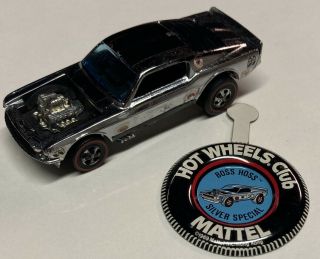 Hot Wheels Mustang Boss Hoss Silver Special 1969 W/ Pin