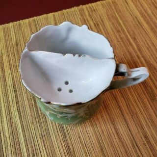 Antique Germany Saxe Altenburg Porcelain Shaving Mug - Divided Strainer 2