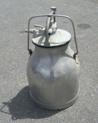 A Lovely Vintage Cow Milking Bucket Milk Churn Can Stainless Steel With Lid