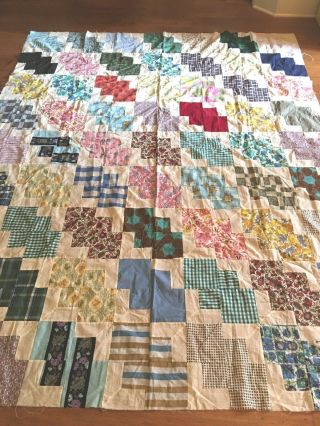 Vintage Quilt Top Hand - Pieced Great Pattern & Great Stitches