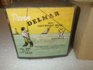 Vintage Penn Fishing Reel Box Only.  Delmar 285