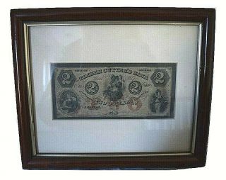 Timber Cutters Bank Savannah Georgia $2 Obsolete Currency Civil War Framed