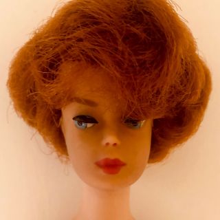Bubble Cut Vintage Barbie Doll Red Head Side Part Big Tight Bubble Cut Hair