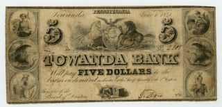 1841 $5 The Towanda Bank - Towanda,  Pennsylvania Note