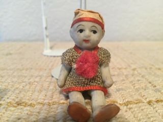 Antique Vintage Miniature 2.  75 " Bisque Asian Chinese Doll