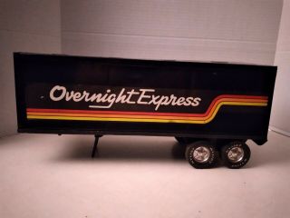 Vintage Nylint Pressed Steel Overnight Express Semi Trailer.