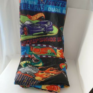 Vintage Hot Wheels 1997 Comforter Bed Spread Twin Size 65”x87” Mattel Blanket
