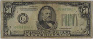 1934 Fifty Dollar Federal Reserve Note Chicago $50 - Circulated -