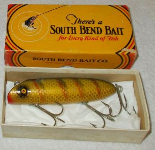 Vintage South Bend Bass Oreno In Correct 2pc Cardboard Box - Rare Color