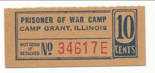 Usa Wwii Pow Camp Chit Il - 3 - 1 - 10 Camp Grant Il Cent Prisoner Of War