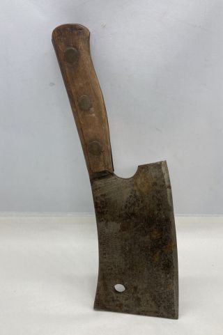 Antique Meat Cleaver 6 - 1/2 " Blade W/wooden Handle G.  M.  Thurnauer Germany.