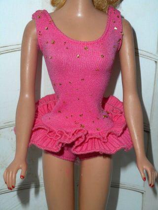 Vintage Miss Barbie Pink Swimsuit Gold Glitter,  Tag Attached