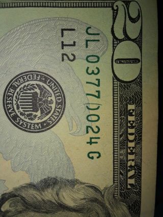 2009 20 Dollar Bill Error Serial Number Cut In Half