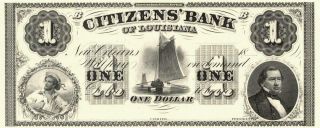 Louisiana Citizens Bank $1 Dollar Obsolete Currency Ca 1830 Cu