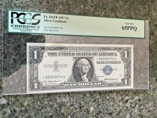 1957 A $1 Silver Certificate Star Note 98909074a Pcgs Gem 65 Ppq
