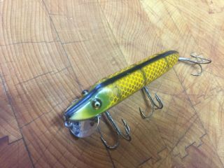 Heddon Dowagiac Wood Vamp L - Rigged Glass Eyes Casting Fish Lure Bass Bait Plug