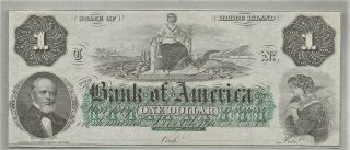 Large 1860 $1 Dollar Bill Bank Of America Rhode Island Paper Money Unc N - 26