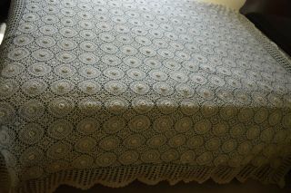Vintage White Cotton Crocheted Flower Full Size Bedspread/coverlet