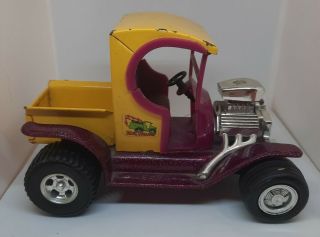 ☆ Vintage 1970s Tonka HOT HAULER Model T Rod A Truck Hemi Purple Yellow metal 2