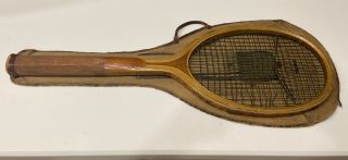 Antique Bancroft Wooden Tennis Racket With Case - Pawtucket