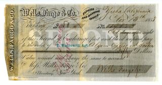 1858 Yreka,  California Wells Fargo Bill Of Exchange