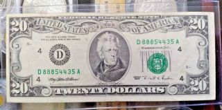 1995 $20 Twenty Dollars Vintage Federal Reserve Note Cleveland (d) Au.