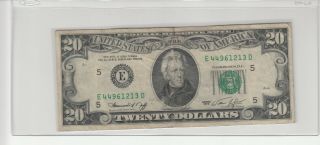1974 (e) $20 Twenty Dollar Bill Federal Reserve Note Richmond Old Currency Money