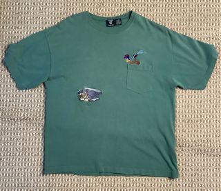 Vintage Looney Tunes Embroidered Pocket T - Shirt Road Runner Wile E Coyote Size L