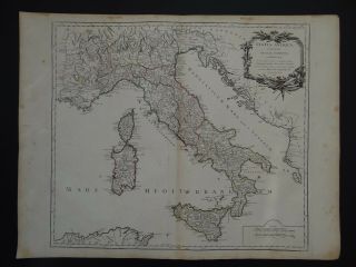 1751 Vaugondy Atlas Universel Map Italy - Italia Antiqua Sicily Sardinia Corsica