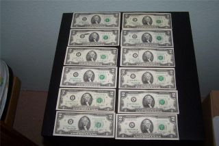 Us 1976 2 Dollar Complete Set Us Two Dollar Note Complete Set A - L (12 Notes)